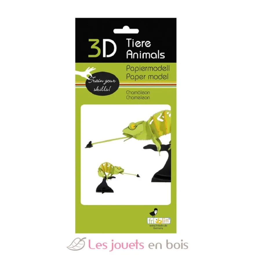 Maquette 3D en papier caméléon vert - Fridolin