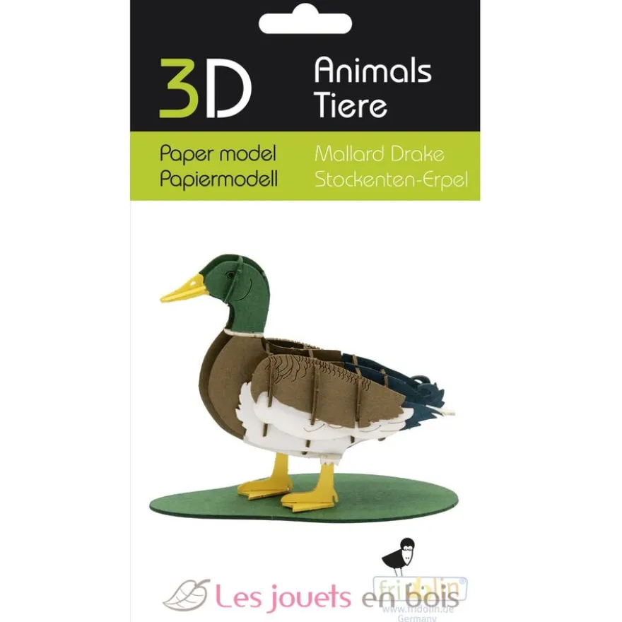 Maquette 3D en papier Canard colvert mâle - Fridolin