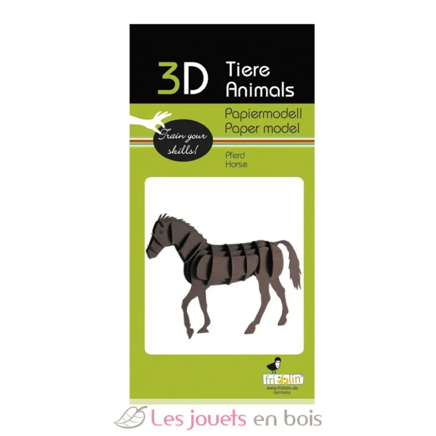 Maquette 3D en papier cheval marron - Fridolin