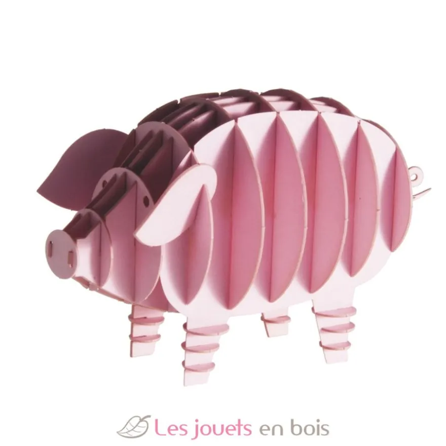 Maquette 3D en papier cochon rose - Fridolin