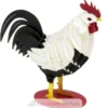 Maquette 3D en papier Coq noir et blanc - Fridolin