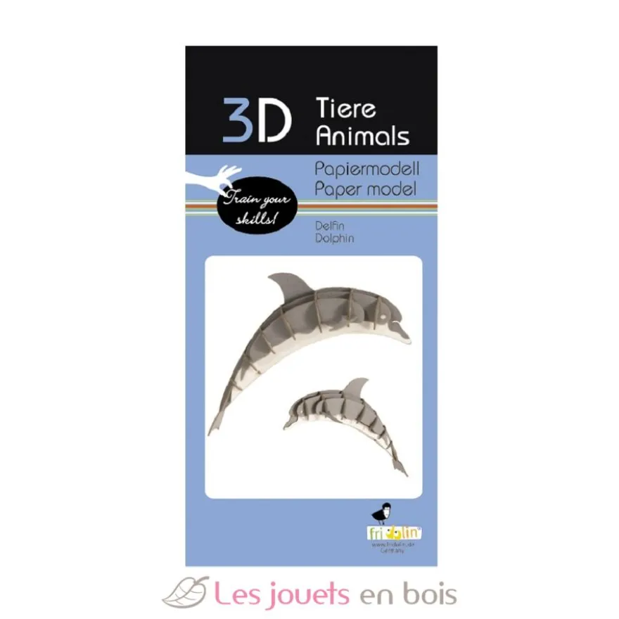 Maquette 3D en papier Dauphin gris - Fridolin