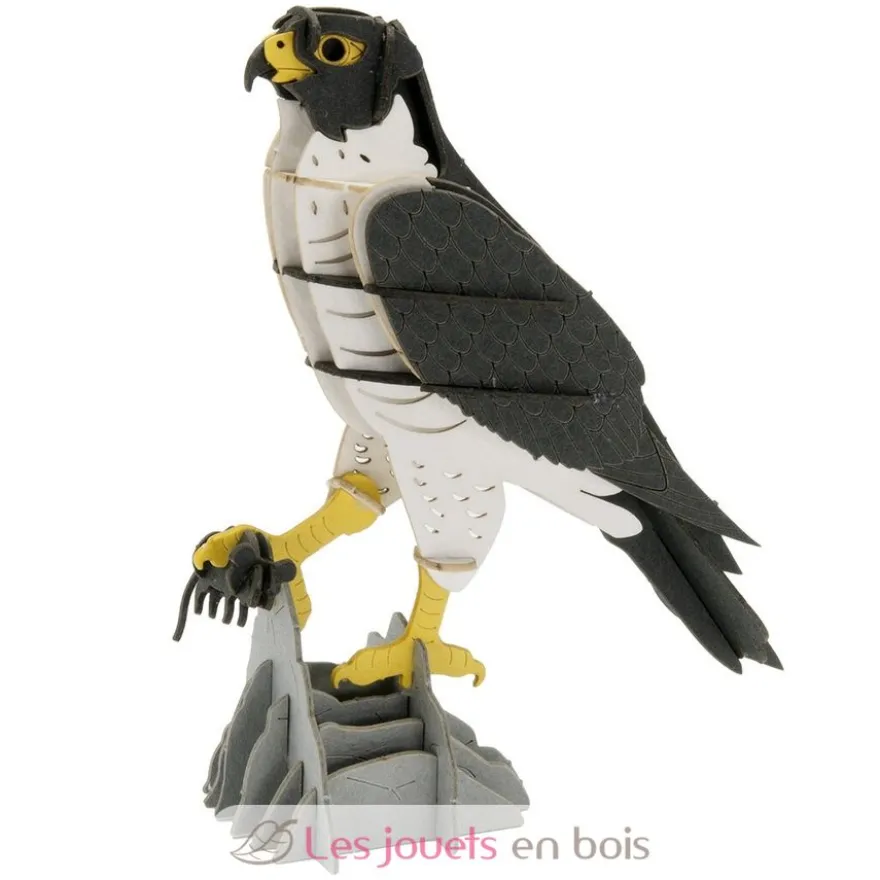 Maquette 3D en papier faucon noir et blanc - Fridolin