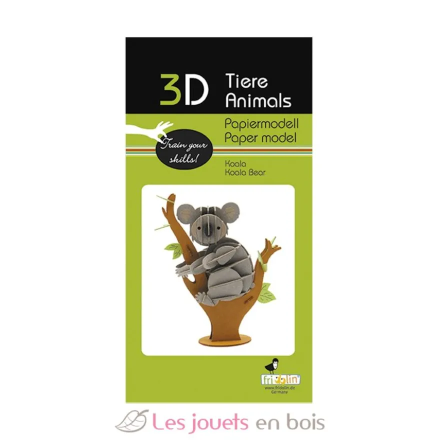 Maquette 3D en papier Koala gris - Fridolin