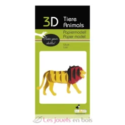 Maquette 3D en papier Lion jaune - Fridolin