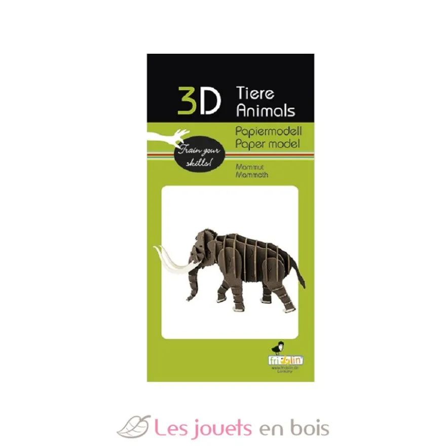 Maquette 3D en papier mammouth marron- Fridolin