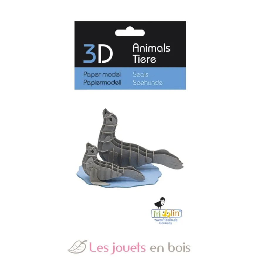 Maquette 3D en papier Phoque gris - Fridolin