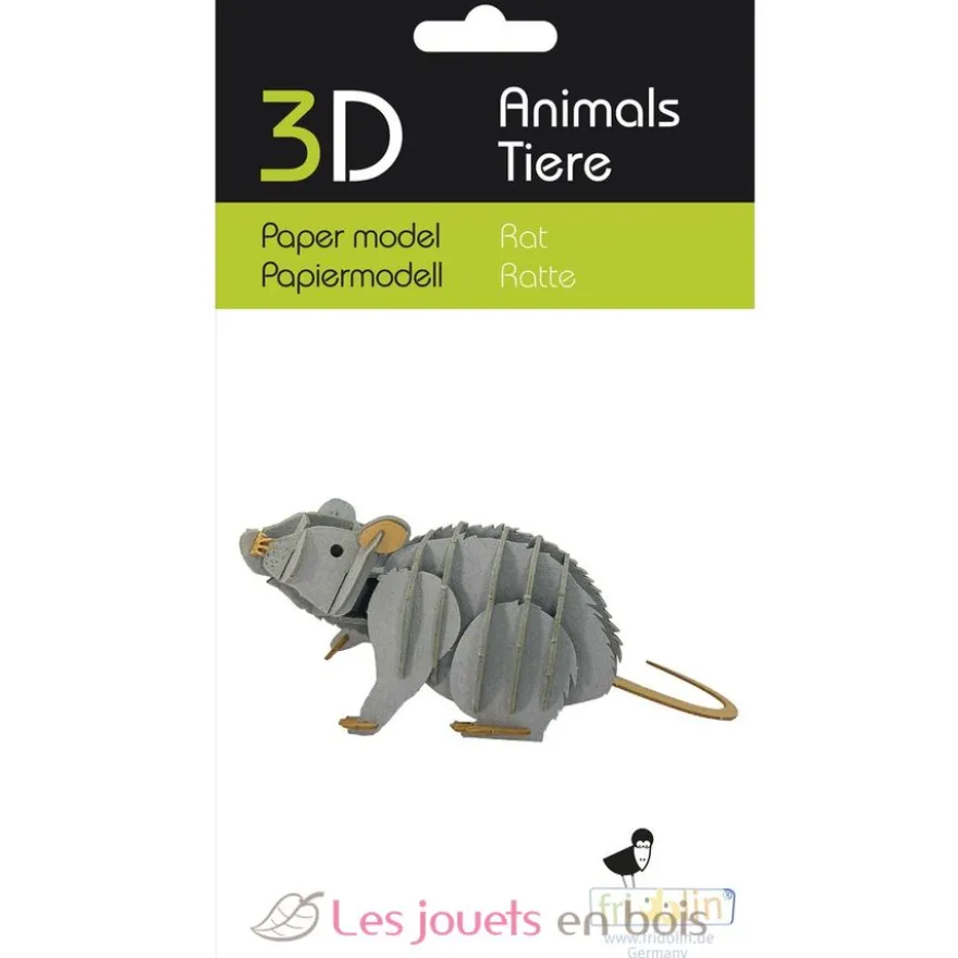 Maquette 3D en papier Rat gris - Fridolin