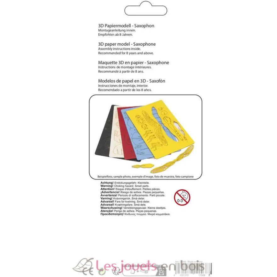 Maquette 3D en papier Saxophone jaune - Fridolin