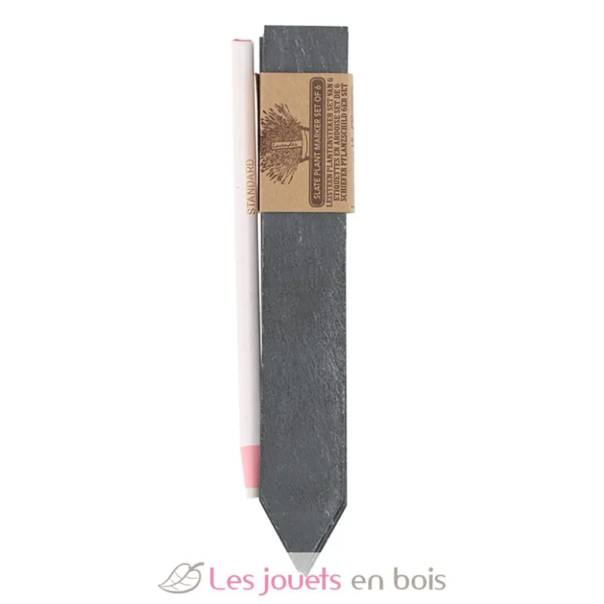 6 marqueurs de plantes en ardoise avec crayon de cire - Esschert Design
