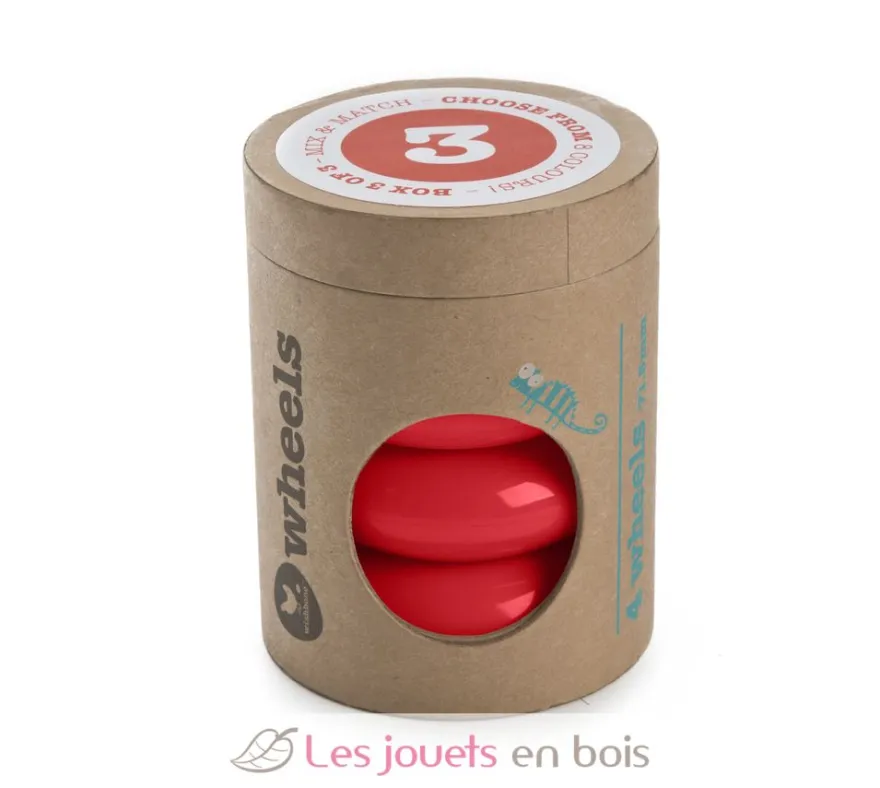 Mini Flip - Set de 4 roues - Rouge - Wishbone Design Studio