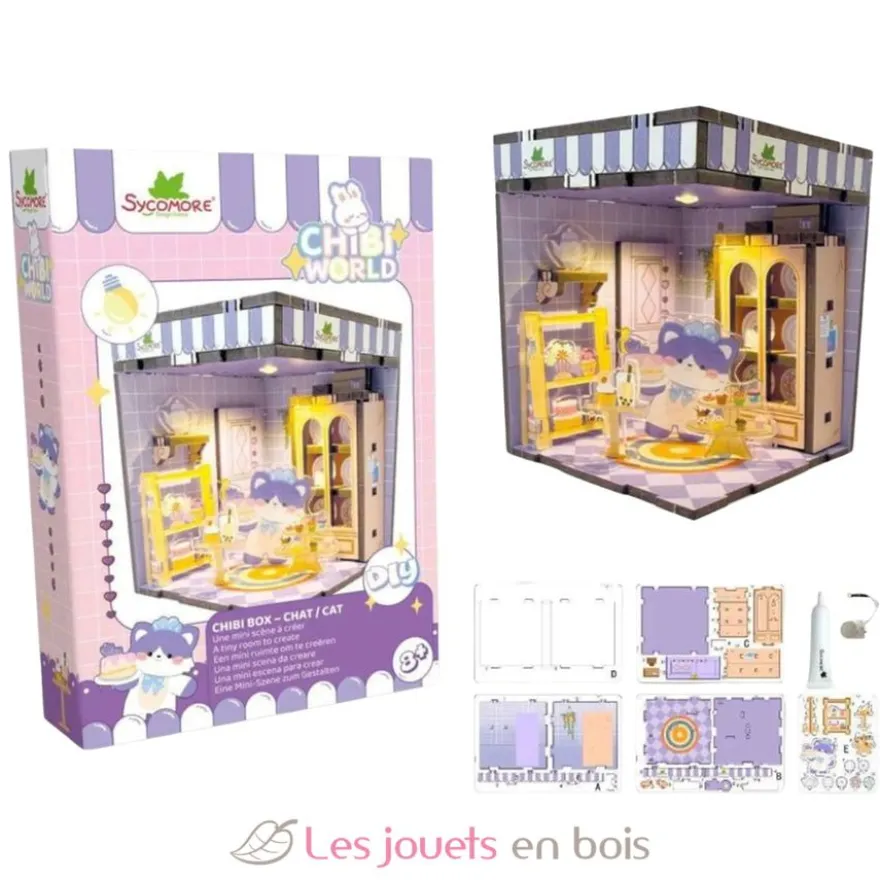 Mini scène Kawaii à créer - Chibi Box Chat - Dès 8 ans - Sycomore