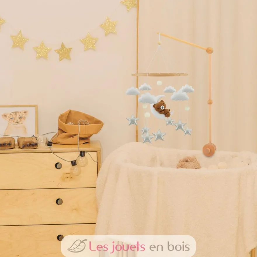 Mobile L'ourson rêveur en bois et feutrine - Ulysse