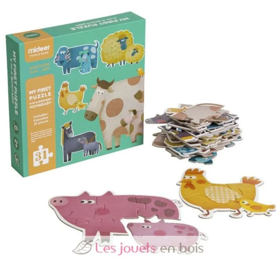 Mon 1er puzzle animaux et leurs petits - Mideer