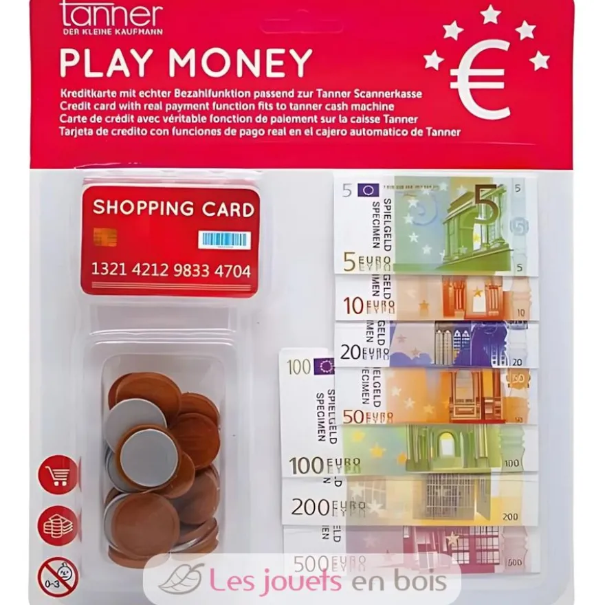 Monnaie factice en euros pour jouer - Plastique, papier, carton - Tanner