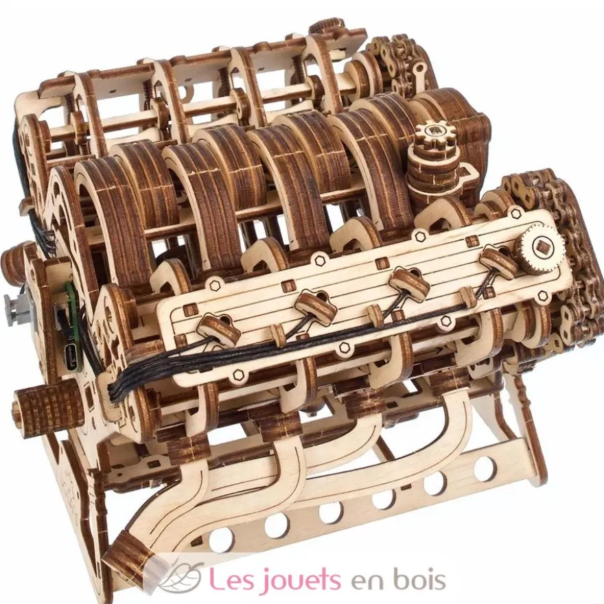 Moteur V8 - Puzzle 3D mécanique en bois - Ugears
