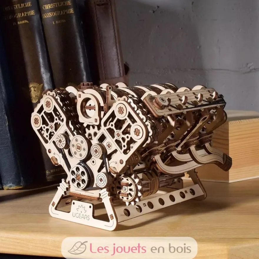 Moteur V8 - Puzzle 3D mécanique en bois - Ugears