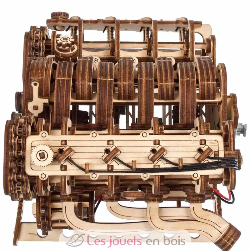 Moteur V8 - Puzzle 3D mécanique en bois - Ugears