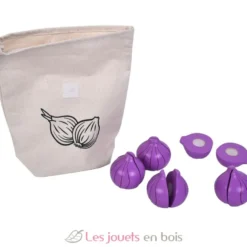 Oignons en bois à couper dans un sac en coton - Tanner
