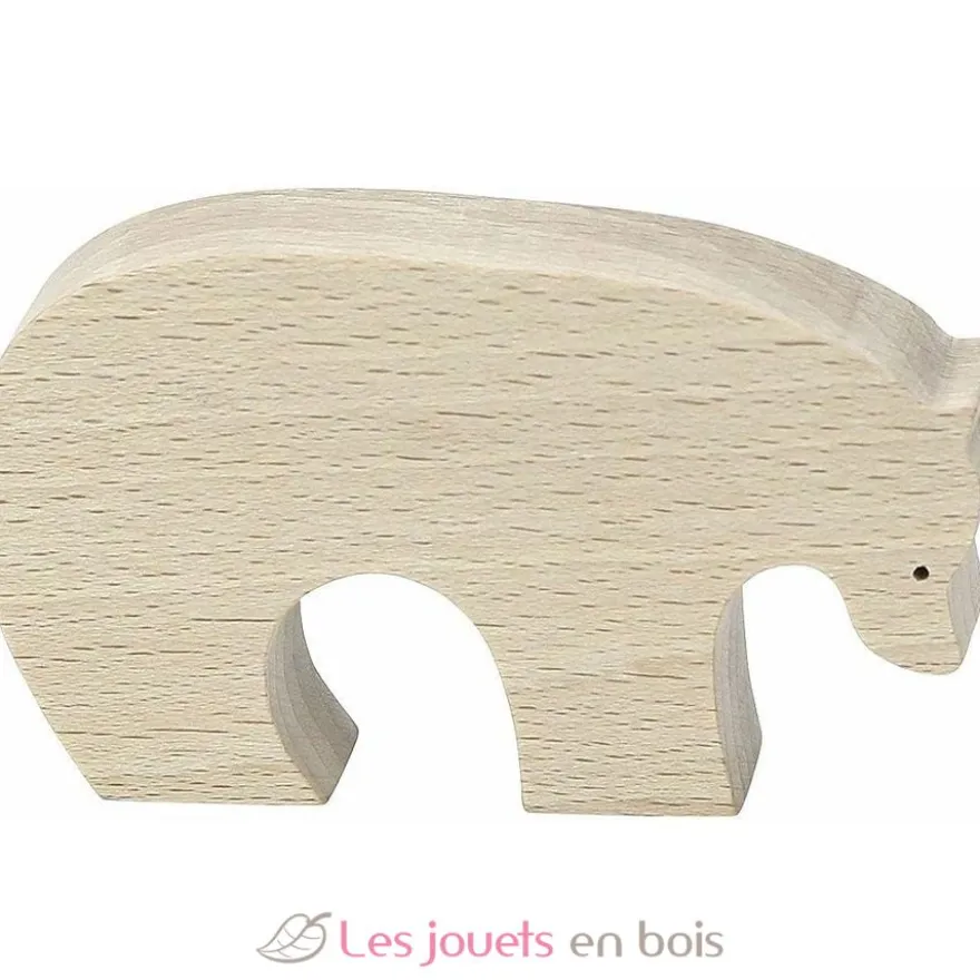 Ours brun Pompon beige bois naturel Vilac