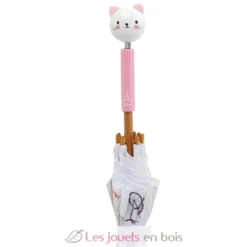 Parapluie un chat à Paris Sarah Betz blanc et rose - Vilac