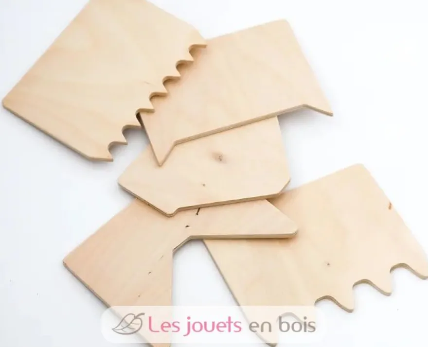 5 peignes à sable en bois - Speelbelovend