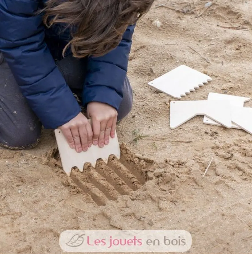 5 peignes à sable en bois - Speelbelovend