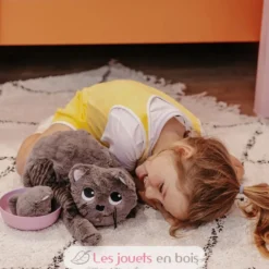 Peluche chat Miaou maman et son bébé gris - Les Déglingos
