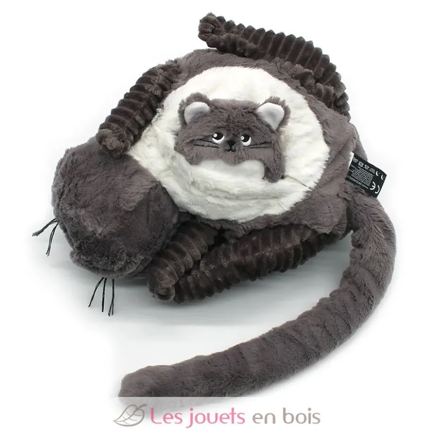 Peluche chat Miaou maman et son bébé gris - Les Déglingos