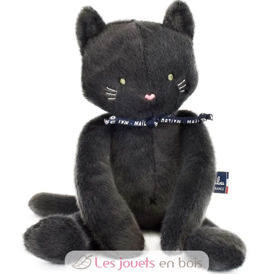 Peluche Chat Méloé gris anthracite 37 cm - Maïlou Tradition