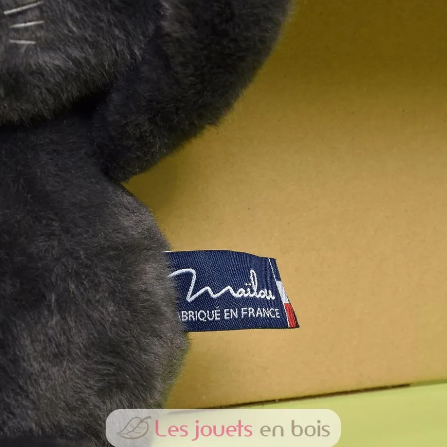 Peluche Chat Méloé gris anthracite 37 cm - Maïlou Tradition