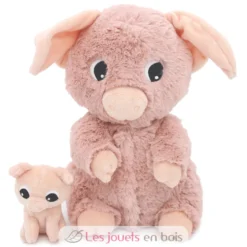 Peluche cochon Barbekiou maman et son bébé rose - Les Déglingos