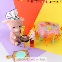 Peluche cochon Barbekiou maman et son bébé rose - Les Déglingos