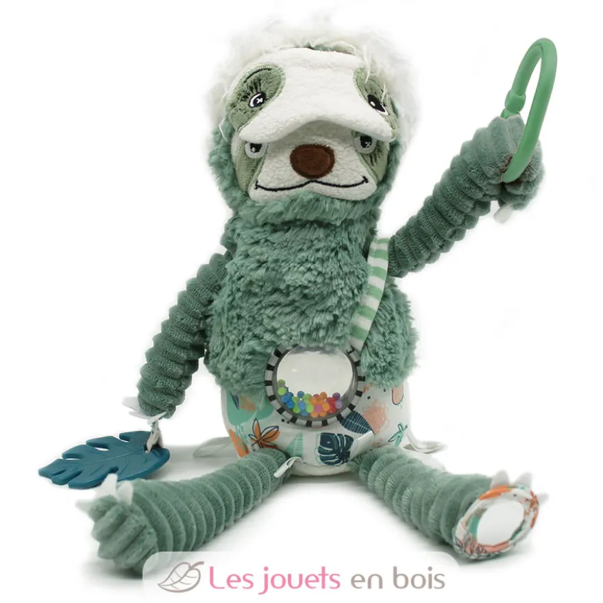 Peluche d'activités nomade Chillos le paresseux vert - Les Déglingos