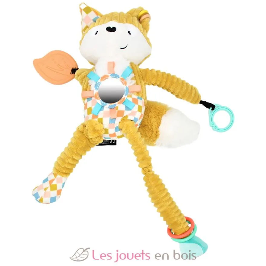Peluche d'activités nomade Cyranos le renard jaune - Les Déglingos