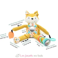 Peluche d'activités nomade Cyranos le renard jaune - Les Déglingos