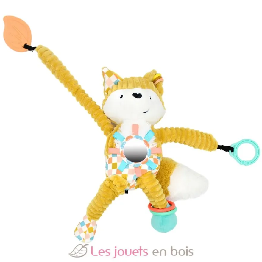 Peluche d'activités nomade Cyranos le renard jaune - Les Déglingos