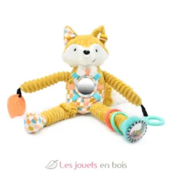 Peluche d'activités nomade Cyranos le renard jaune - Les Déglingos