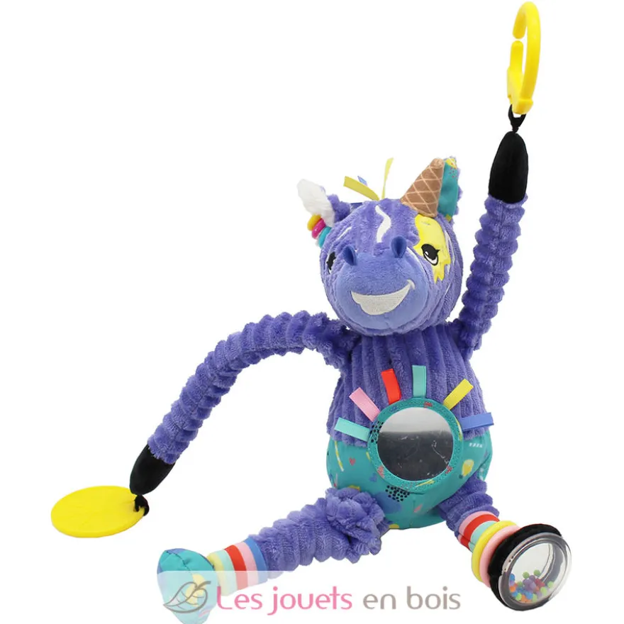 Peluche d'activités nomade Kiprokos le zèbre violet - Les Déglingos