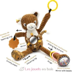 Peluche d'activités nomade Speculos le tigre marron - Les Déglingos