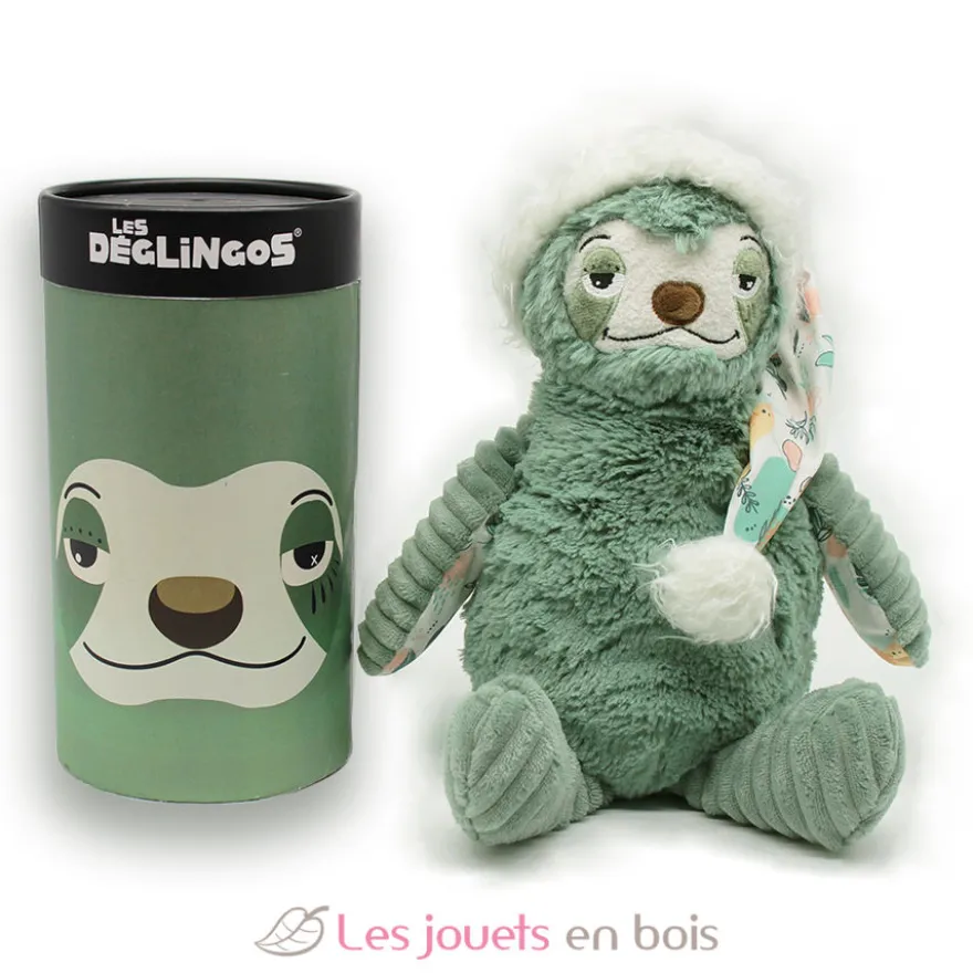 Peluche en boîte Grand Simply Chillos le paresseux vert - Les Déglingos