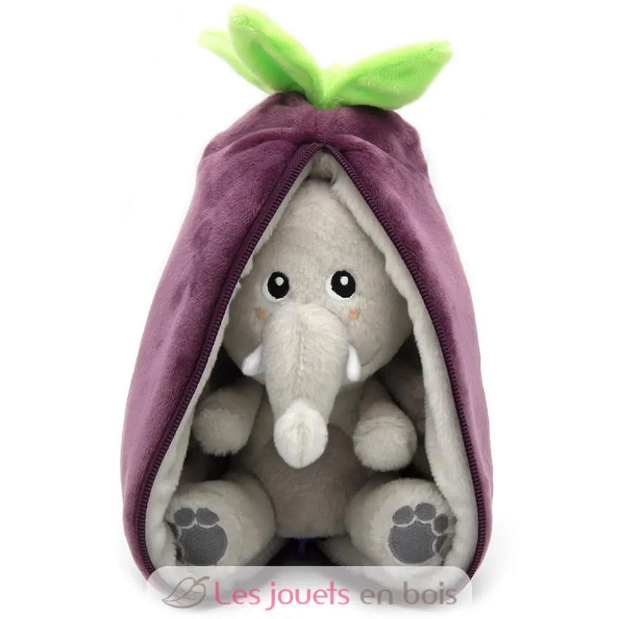 Peluche Flipetz Eléphant Aubergine violette - Les Déglingos
