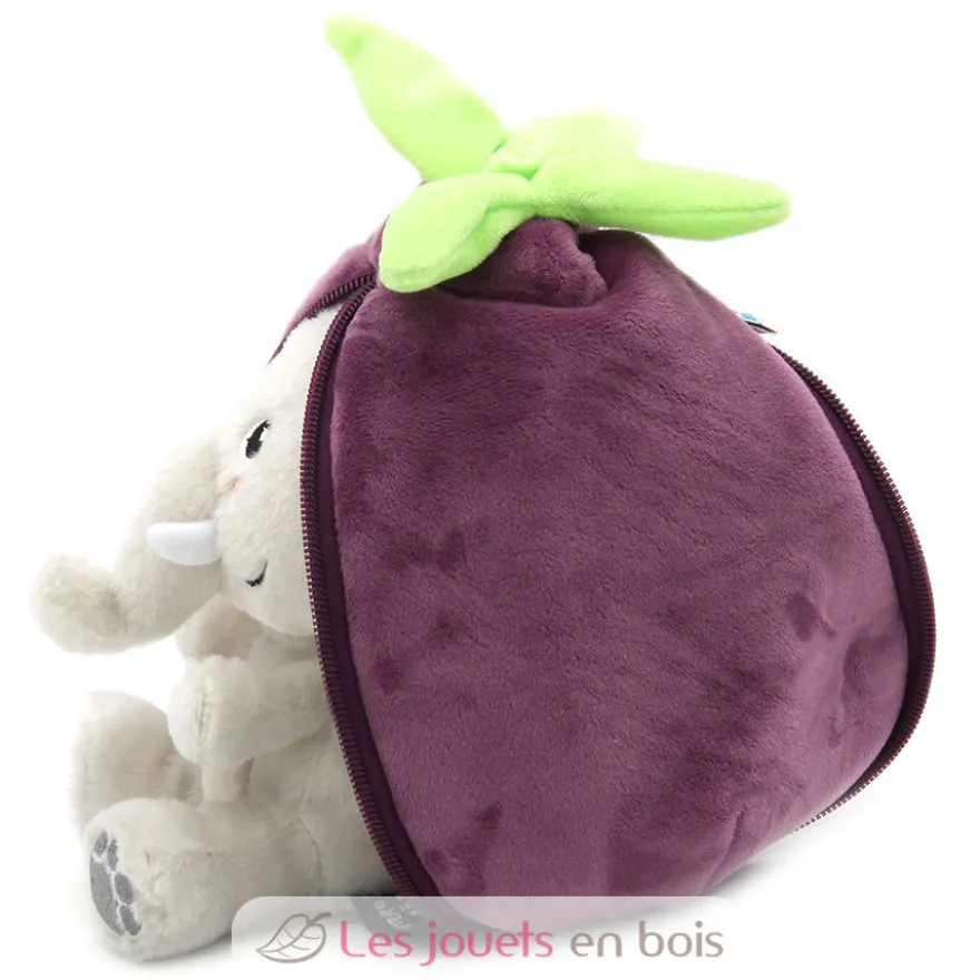 Peluche Flipetz Eléphant Aubergine violette - Les Déglingos