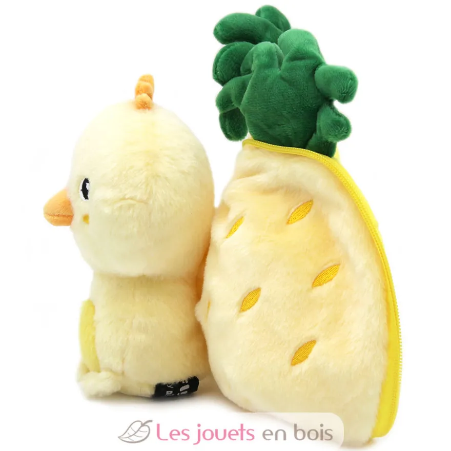Peluche Flipetz Poussin Ananas jaune - Les Déglingos