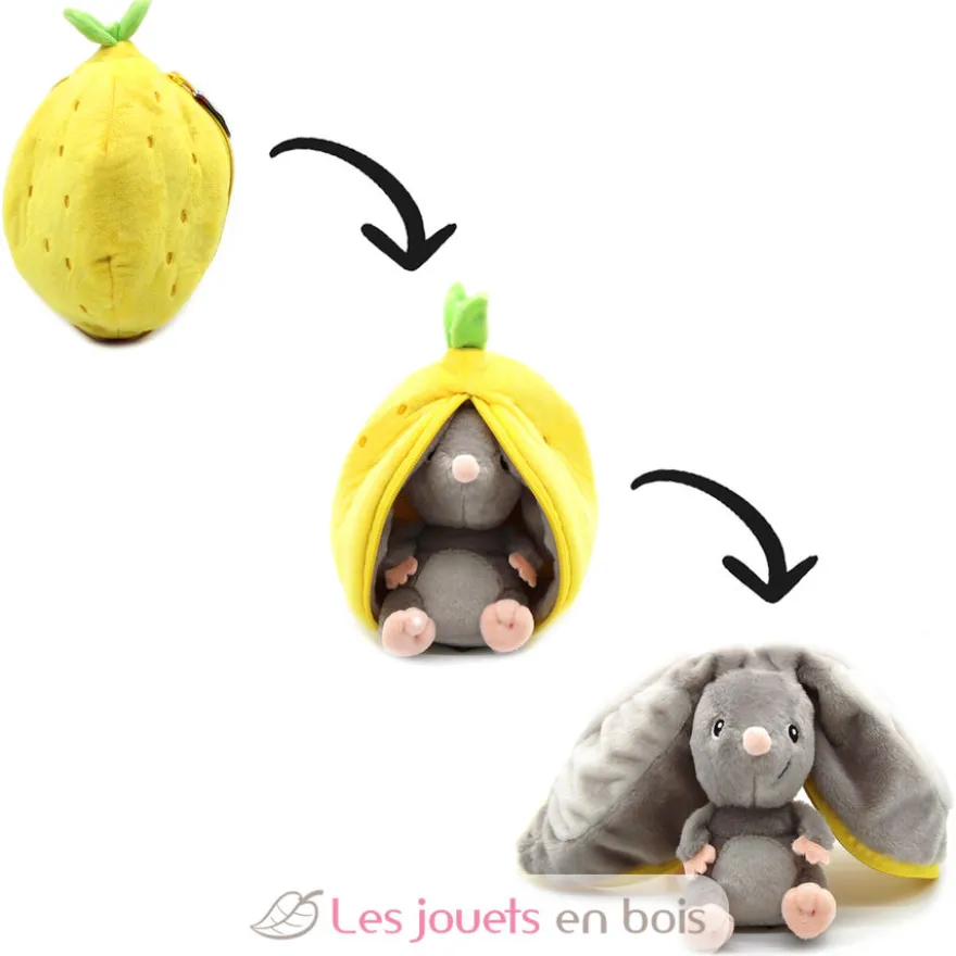 Peluche Flipetz Souris Citron jaune - Les Déglingos
