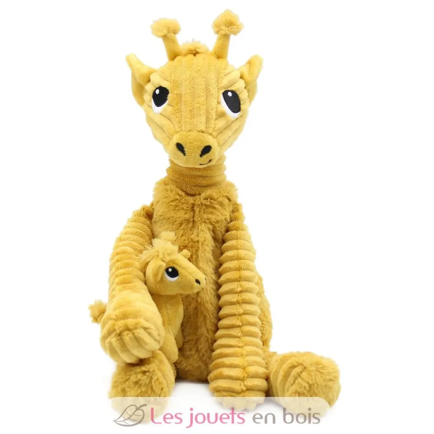 Peluche girafe maman et son bébé moutarde - Les Déglingos
