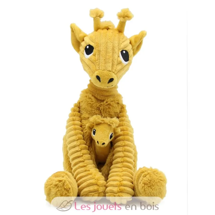 Peluche girafe maman et son bébé moutarde - Les Déglingos