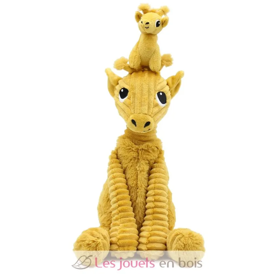 Peluche girafe maman et son bébé moutarde - Les Déglingos