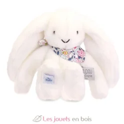 Peluche Lapin Fleurette blanc 25 cm - Doudou et Compagnie