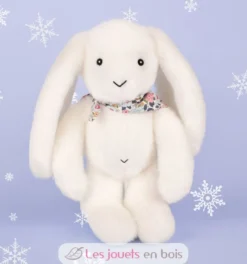 Peluche Lapin Fleurette blanc 25 cm - Doudou et Compagnie